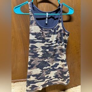 Charlotte Russe Camo Tank Top - Black and Brown